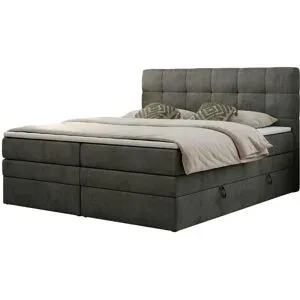 Höffner Boxspringbett mit Bettkasten Luka King ¦ grau ¦ Maße (cm): B: 140 H: 110