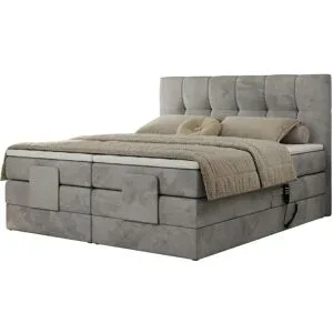 Höffner Motor Boxspringbett mit Bettkasten Vittoria ¦ grau ¦ Maße (cm): B: 168 H: 124