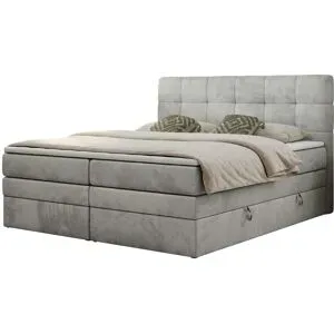 Höffner Boxspringbett mit Bettkasten Luka King ¦ grau ¦ Maße (cm): B: 200 H: 110