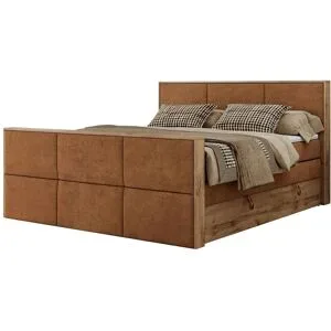 Höffner Boxspringbett mit Bettkasten Albero 2 King Duo ¦ orange ¦ Maße (cm): B: 128 H:
