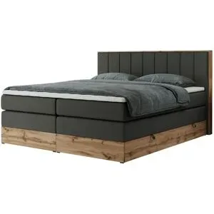 Höffner Boxspringbett mit Bettkasten Bellissimo King ¦ grau ¦ Maße (cm): B: 148 H: 115