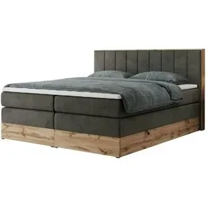 Höffner Boxspringbett mit Bettkasten Bellissimo King ¦ grau ¦ Maße (cm): B: 208 H: 115