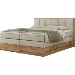 Höffner Boxspringbett mit Bettkasten Albero 1 King ¦ beige ¦ Maße (cm): B: 208 H: 113