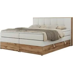 Höffner Boxspringbett mit Bettkasten Albero 1 King ¦ weiß ¦ Maße (cm): B: 188 H: 113