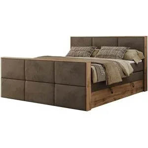 Höffner Boxspringbett mit Bettkasten Albero 2 King Duo ¦ braun ¦ Maße (cm): B: 208 H: