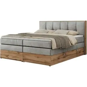 Höffner Boxspringbett mit Bettkasten Albero 1 King ¦ grau ¦ Maße (cm): B: 128 H: 113