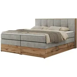 Höffner Boxspringbett mit Bettkasten Albero 1 King ¦ grau ¦ Maße (cm): B: 208 H: 113