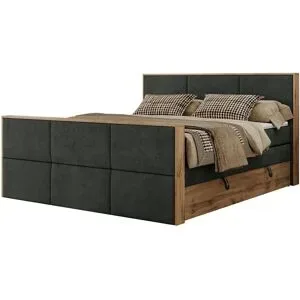 Höffner Boxspringbett mit Bettkasten Albero 2 King Duo ¦ grau ¦ Maße (cm): B: 188 H: 113