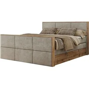 Höffner Boxspringbett mit Bettkasten Albero 2 King Duo ¦ beige ¦ Maße (cm): B: 148 H: