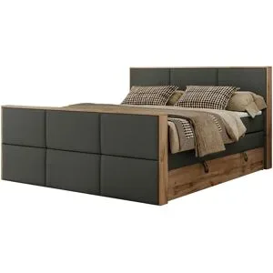 Höffner Boxspringbett mit Bettkasten Albero 2 King Duo ¦ grau ¦ Maße (cm): B: 208 H: 113
