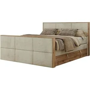 Höffner Boxspringbett mit Bettkasten Albero 2 King Duo ¦ beige ¦ Maße (cm): B: 208 H: