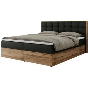 Höffner Boxbett mit Bettkasten Albero 1 ¦ schwarz ¦ Maße (cm): B: 208 H: 104