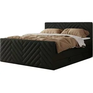 Höffner Boxspringbett mit Bettkasten Paris King Duo ¦ schwarz ¦ Maße (cm): B: 141 H: 110