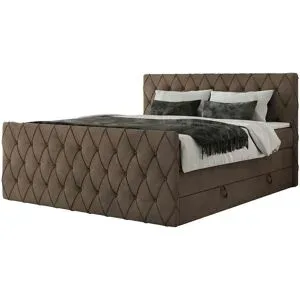 Höffner Boxspringbett mit Bettkasten Miren King Duo ¦ braun ¦ Maße (cm): B: 181 H: 110