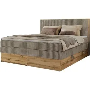 Höffner Boxspringbett mit Bettkasten Wood Classic King ¦ braun ¦ Maße (cm): B: 184 H: