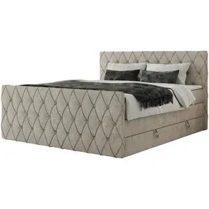 Höffner Boxspringbett mit Bettkasten Miren King Duo ¦ beige ¦ Maße (cm): B: 161 H: 110