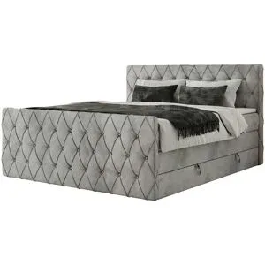 Höffner Boxspringbett mit Bettkasten Miren King Duo ¦ grau ¦ Maße (cm): B: 121 H: 110