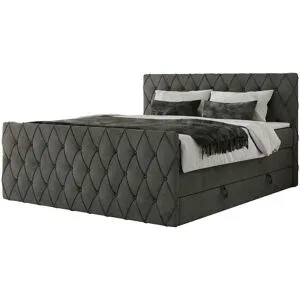 Höffner Boxspringbett mit Bettkasten Miren King Duo ¦ grau ¦ Maße (cm): B: 141 H: 110