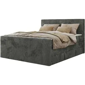 Höffner Boxspringbett mit Bettkasten Tiliano King Duo ¦ grau ¦ Maße (cm): B: 144 H: 119