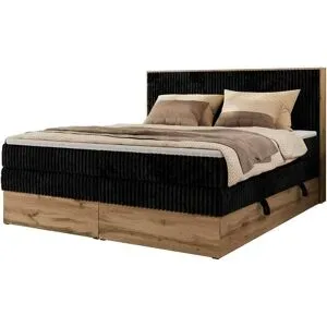 Höffner Boxspringbett mit Bettkasten Wood Classic King ¦ schwarz ¦ Maße (cm): B: 184 H: