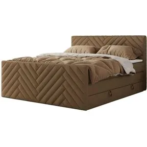 Höffner Boxspringbett mit Bettkasten Paris King Duo ¦ braun ¦ Maße (cm): B: 181 H: 110