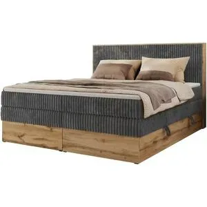 Höffner Boxspringbett mit Bettkasten Wood Classic King ¦ grau ¦ Maße (cm): B: 164 H: 120