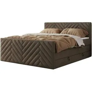 Höffner Boxspringbett mit Bettkasten Paris King Duo ¦ braun ¦ Maße (cm): B: 161 H: 110