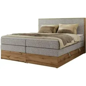 Höffner Boxspringbett mit Bettkasten Wood Classic King ¦ grau ¦ Maße (cm): B: 184 H: 120