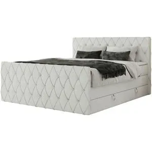 Höffner Boxspringbett mit Bettkasten Miren King Duo ¦ weiß ¦ Maße (cm): B: 121 H: 110