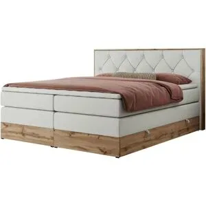 Höffner Boxspringbett mit Bettkasten Veneto King ¦ weiß ¦ Maße (cm): B: 208 H: 115