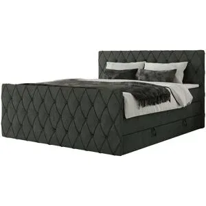 Höffner Boxspringbett mit Bettkasten Miren King Duo ¦ grau ¦ Maße (cm): B: 201 H: 110