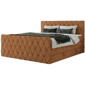 Höffner Boxspringbett mit Bettkasten Miren King Duo ¦ orange ¦ Maße (cm): B: 161 H: 110