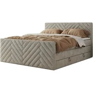 Höffner Boxspringbett mit Bettkasten Paris King Duo ¦ beige ¦ Maße (cm): B: 141 H: 110