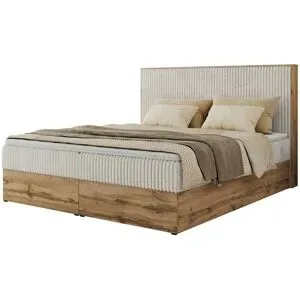 Höffner Boxbett mit Bettkasten Wood Classic ¦ beige ¦ Maße (cm): B: 204 H: 120