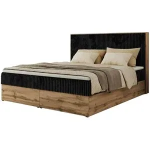 Höffner Boxbett mit Bettkasten Wood Classic ¦ schwarz ¦ Maße (cm): B: 144 H: 120