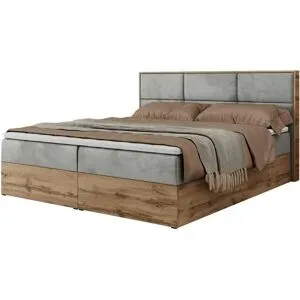 Höffner Boxbett mit Bettkasten Albero 2 ¦ grau ¦ Maße (cm): B: 208 H: 104