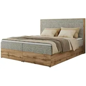 Höffner Boxbett mit Bettkasten Wood Classic ¦ beige ¦ Maße (cm): B: 144 H: 120