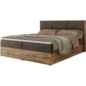 Höffner Boxbett mit Bettkasten Albero 2 ¦ braun ¦ Maße (cm): B: 128 H: 104
