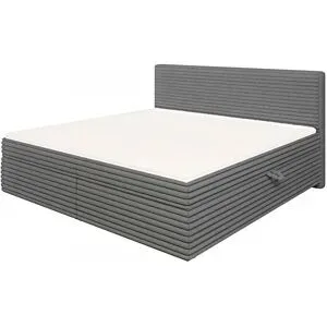 S-STYLE Boxbett Cord  mit Stauraum und Topper  H3 Neo ¦ grau ¦ Maße (cm): B: 205