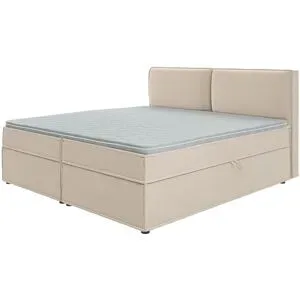 S-STYLE Boxbett mit Stauraum und Topper  H3 Uma ¦ beige ¦ Maße (cm): B: 200 H: