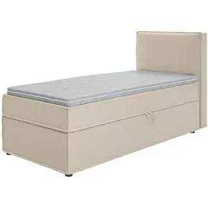 S-STYLE Boxbett mit Stauraum und Topper  H3 Uma ¦ beige ¦ Maße (cm): B: 90 H: