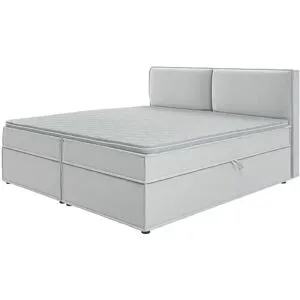 S-STYLE Boxbett mit Stauraum und Topper  H3 Uma ¦ silber ¦ Maße (cm): B: 200 H:
