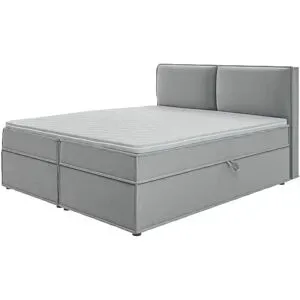 S-STYLE Boxbett mit Stauraum und Topper  H3 Uma ¦ grau ¦ Maße (cm): B: 180 H: