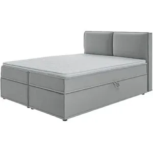 S-STYLE Boxbett mit Stauraum und Topper  H3 Uma ¦ grau ¦ Maße (cm): B: 160 H: