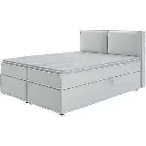 S-STYLE Boxbett mit Stauraum und Topper  H3 Uma ¦ silber ¦ Maße (cm): B: 160 H:
