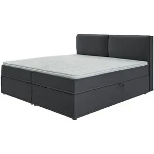 S-STYLE Boxbett mit Stauraum und Topper  H3 Uma ¦ grau ¦ Maße (cm): B: 200 H: