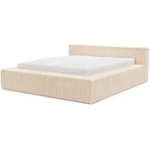 S-STYLE Polsterbett Cord  mit Bettkasten und Lattenrost Noord ¦ beige ¦ Maße