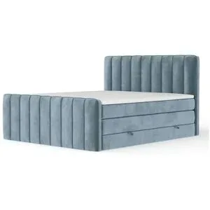 maison de rêve Boxspringbett mit Stauraum  Novara ¦ blau ¦ Maße (cm): B: 124 H: