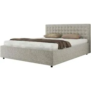 Höffner Polsterbett 160x200 Hellgrau mit Bettkasten Pavo Classic ¦ grau ¦ Maße (cm): B: