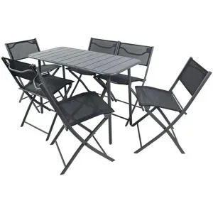 Höffner Gartenmöbel 7er-Set   ¦ schwarz ¦ Maße (cm): B: 110 H: 72
